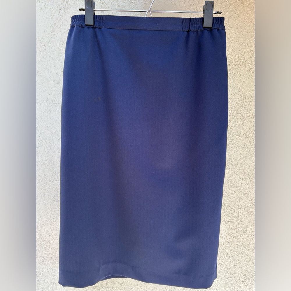 Vintage Philippe Marques Navy Blue Midi Skirt in Size 6 w/ Pockets and a Slit